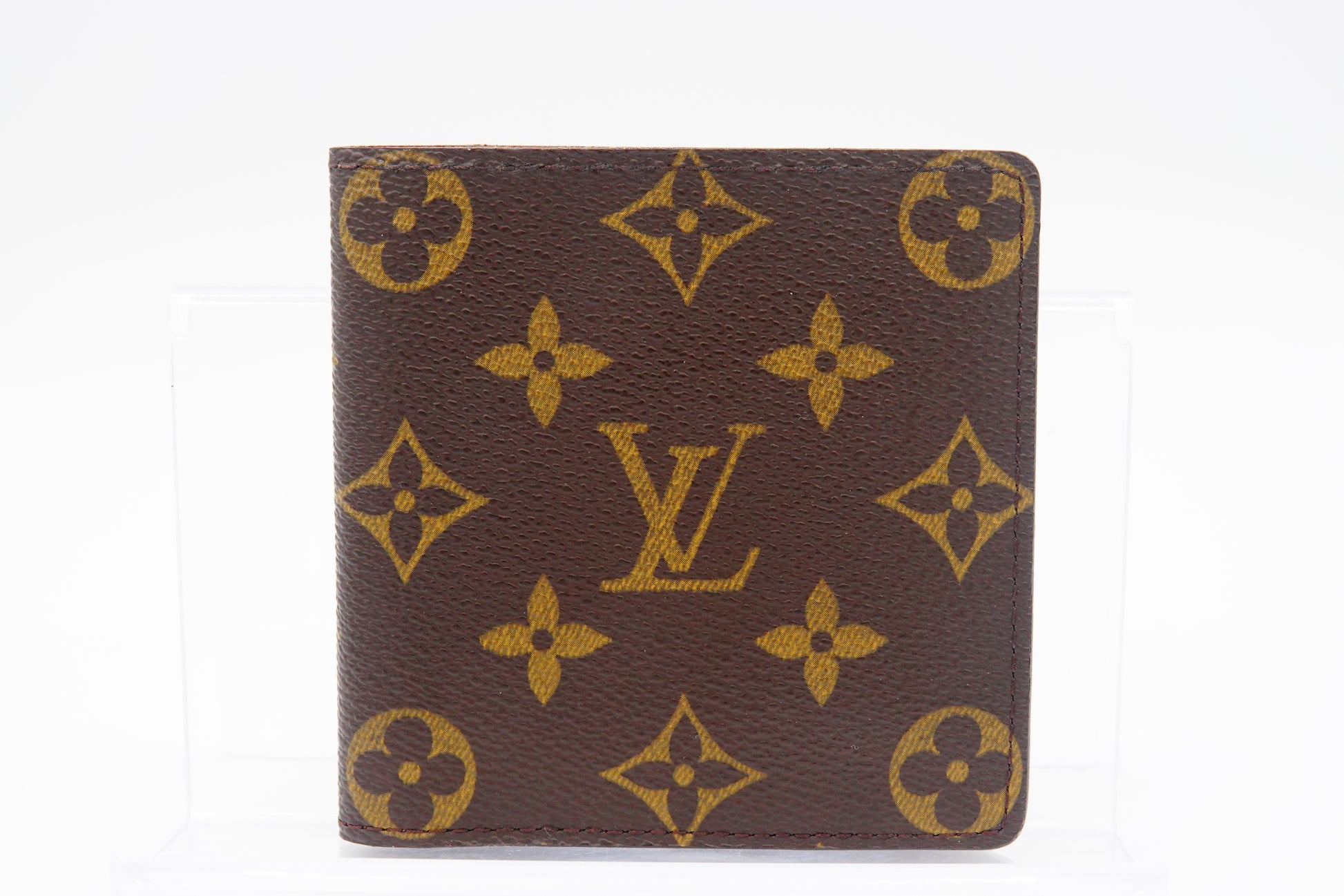 front Louis Vuitton Brown Canvas Monogram BiFold Mens Wallet