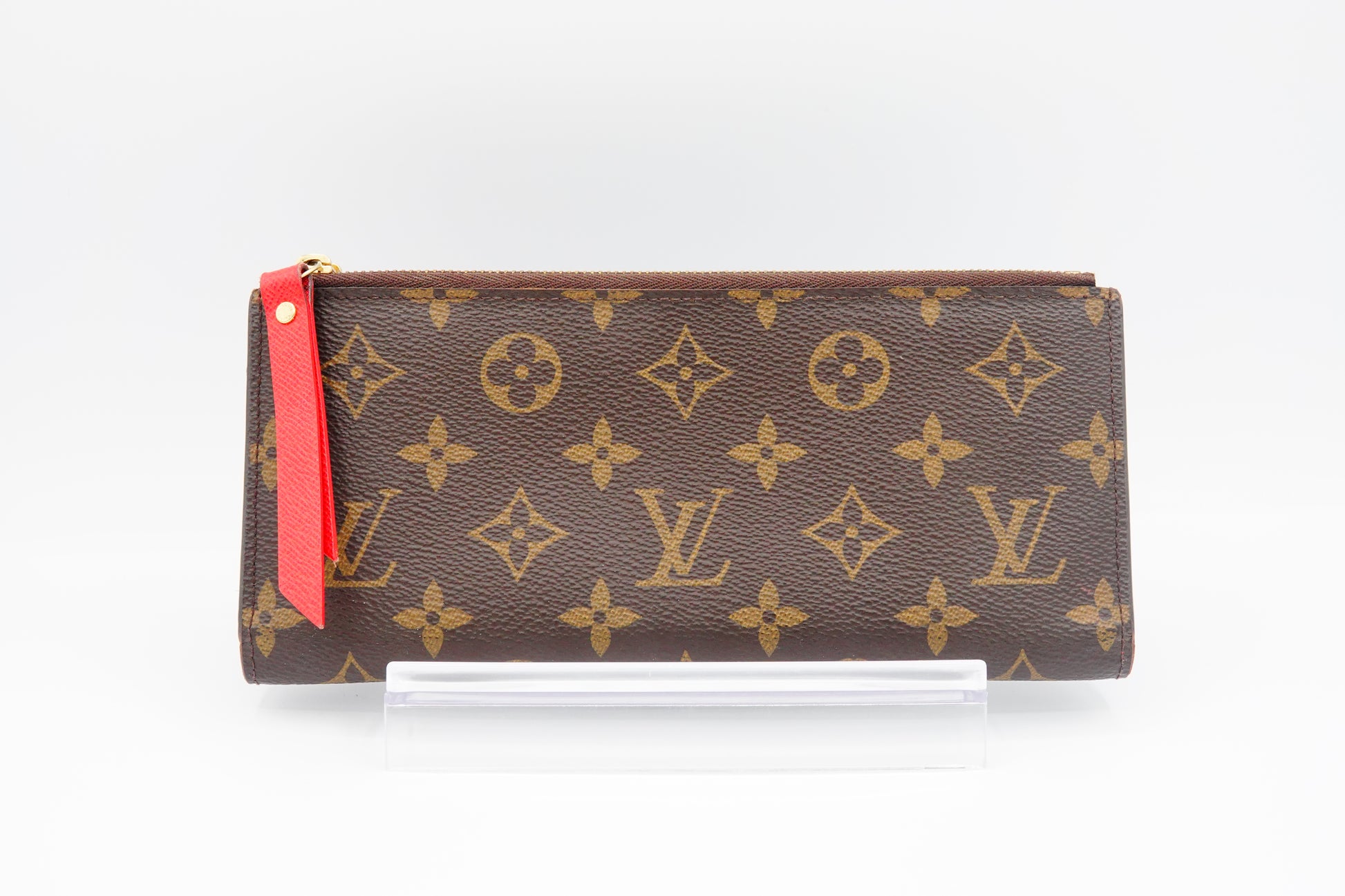 Louis Vuitton Brown Canvas Monogram Adele Coquelicot Wallet Red