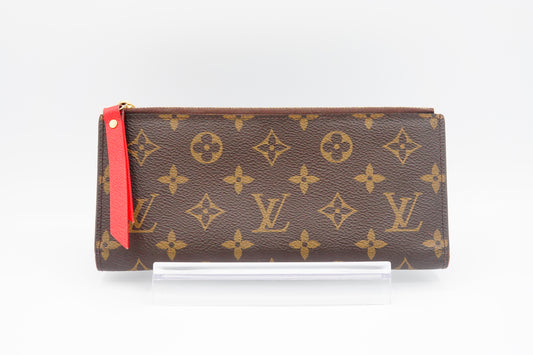 Louis Vuitton Brown Canvas Monogram Adele Coquelicot Wallet Red