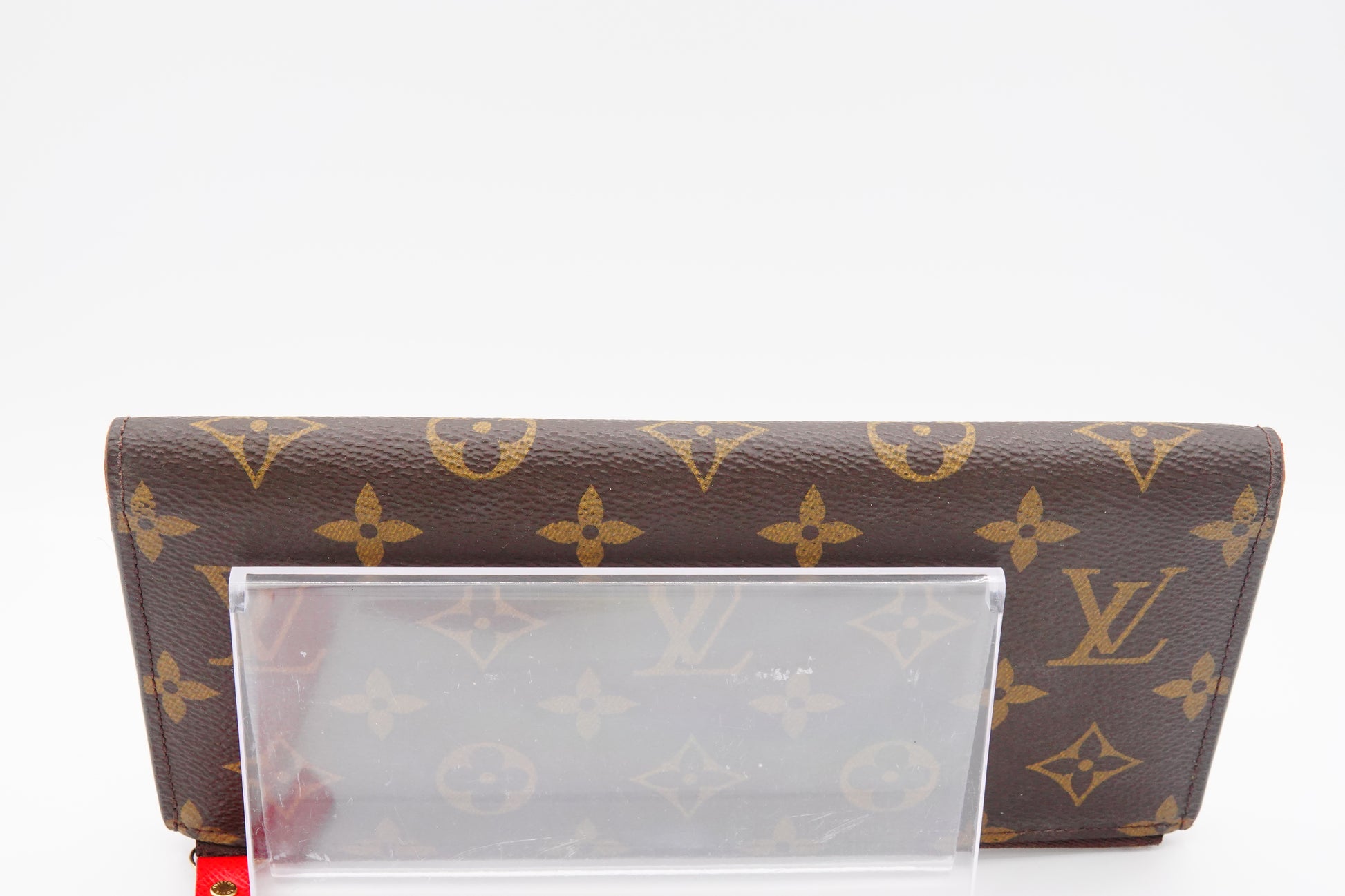 bottom Louis Vuitton Brown Canvas Monogram Adele Coquelicot Wallet Red