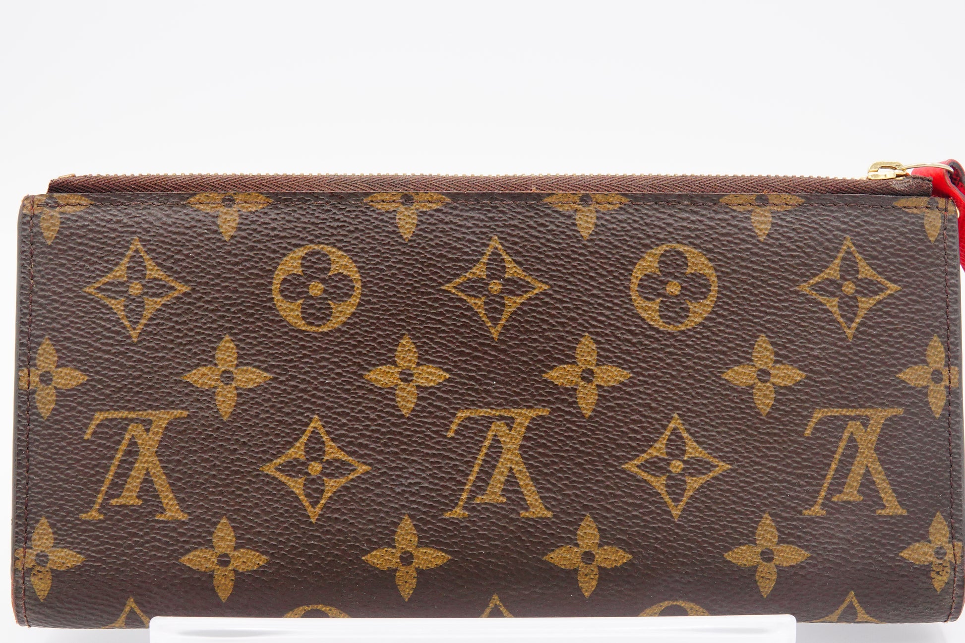 canvas Louis Vuitton Brown Canvas Monogram Adele Coquelicot Wallet Red