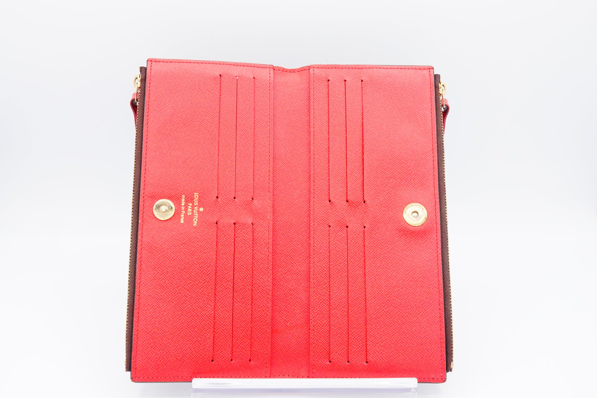 interior Louis Vuitton Brown Canvas Monogram Adele Coquelicot Wallet Red