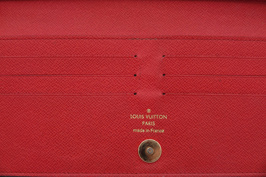 card slots Louis Vuitton Brown Canvas Monogram Adele Coquelicot Wallet Red