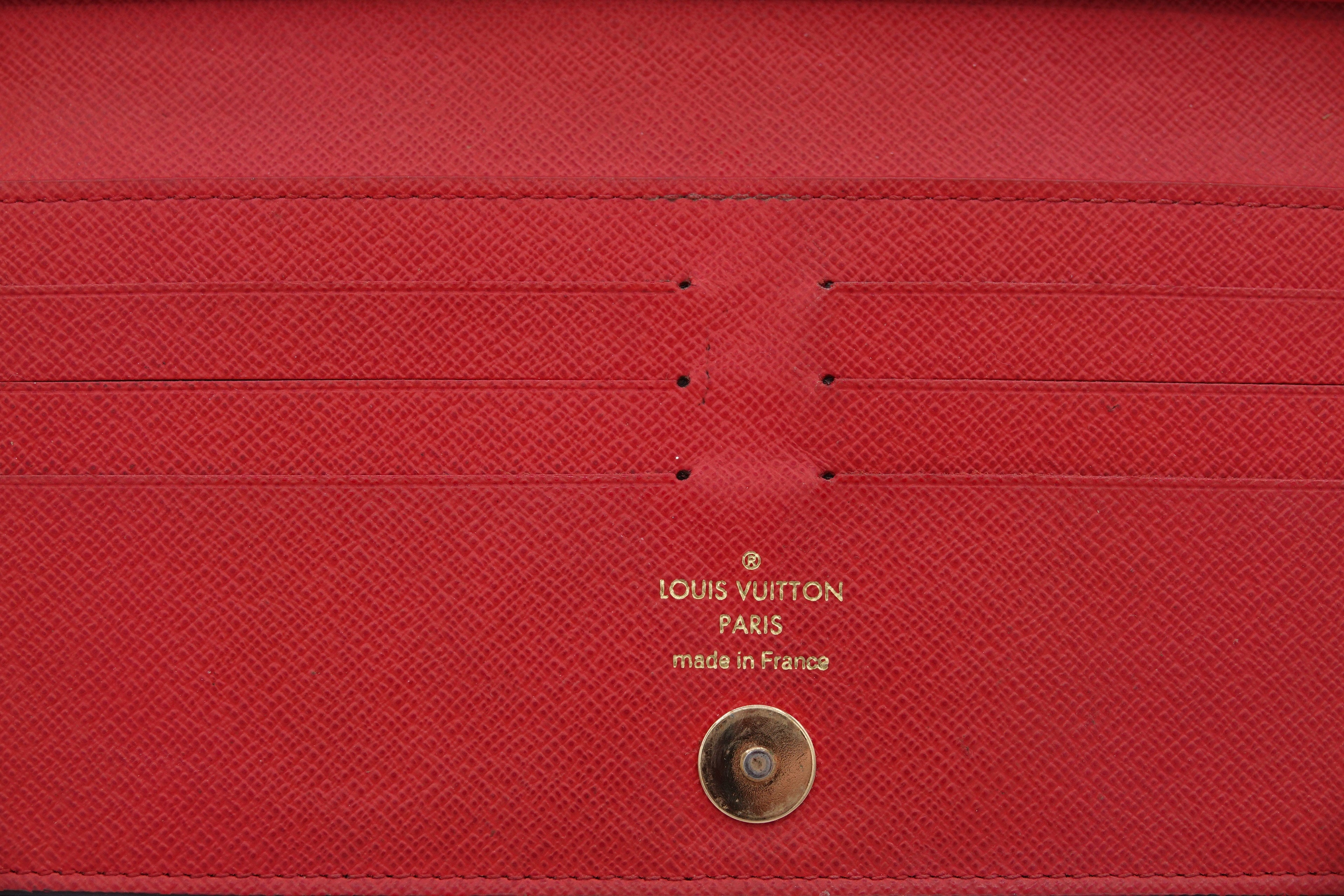 card slots Louis Vuitton Brown Canvas Monogram Adele Coquelicot Wallet Red