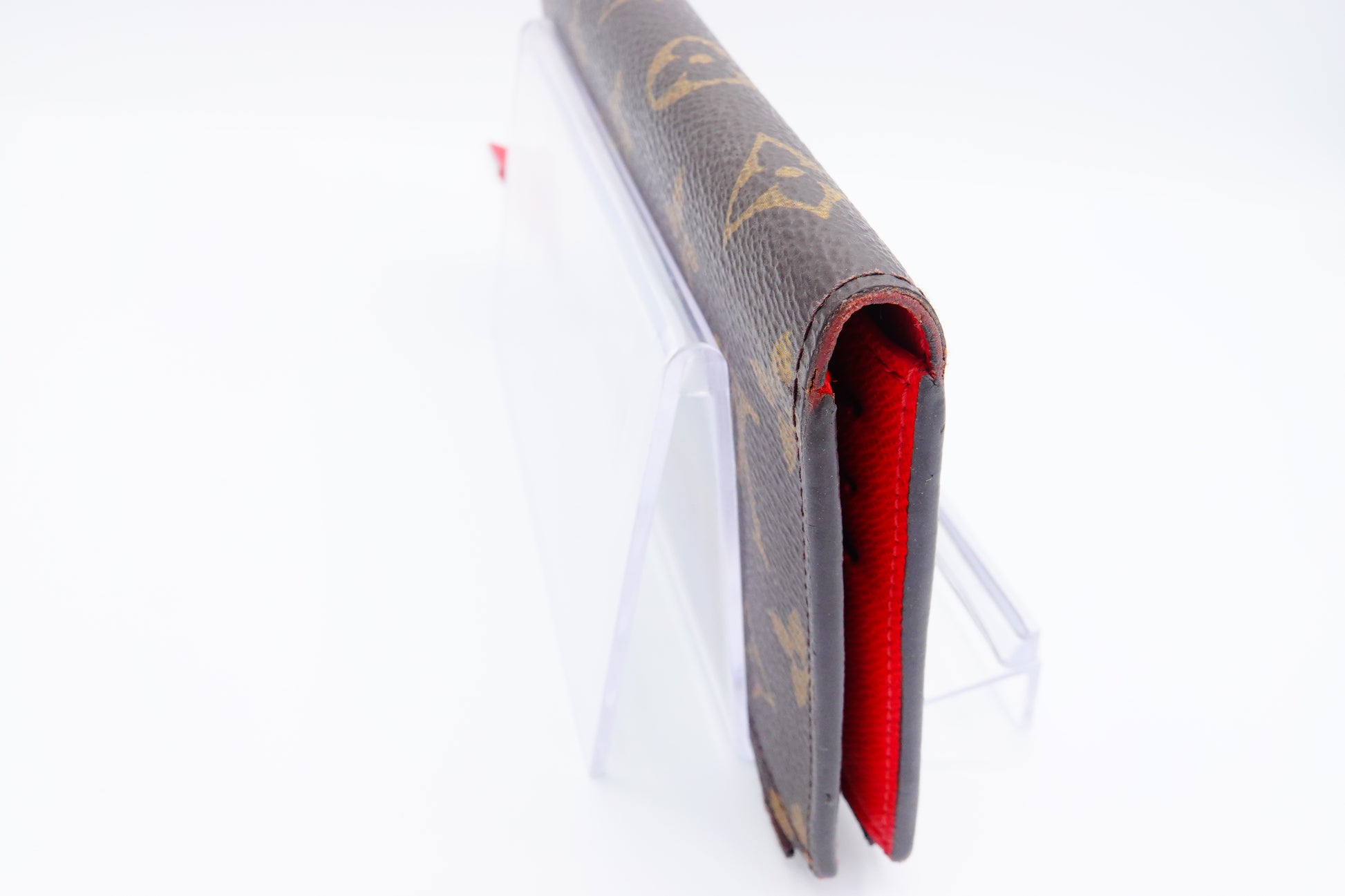 corner Louis Vuitton Brown Canvas Monogram Adele Coquelicot Wallet Red