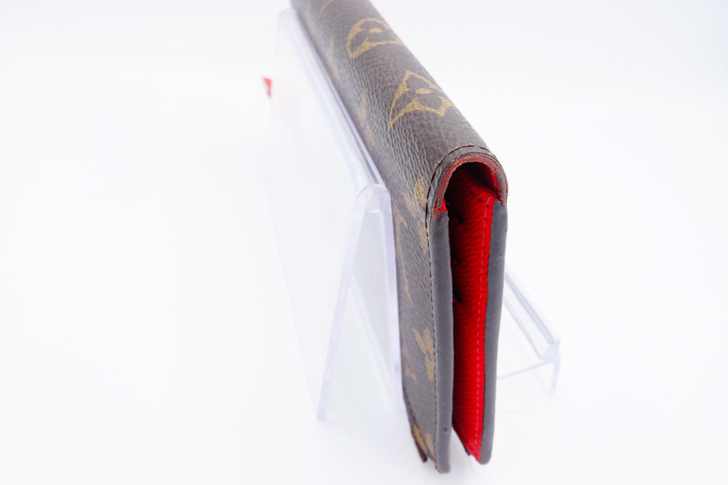 corner Louis Vuitton Brown Canvas Monogram Adele Coquelicot Wallet Red