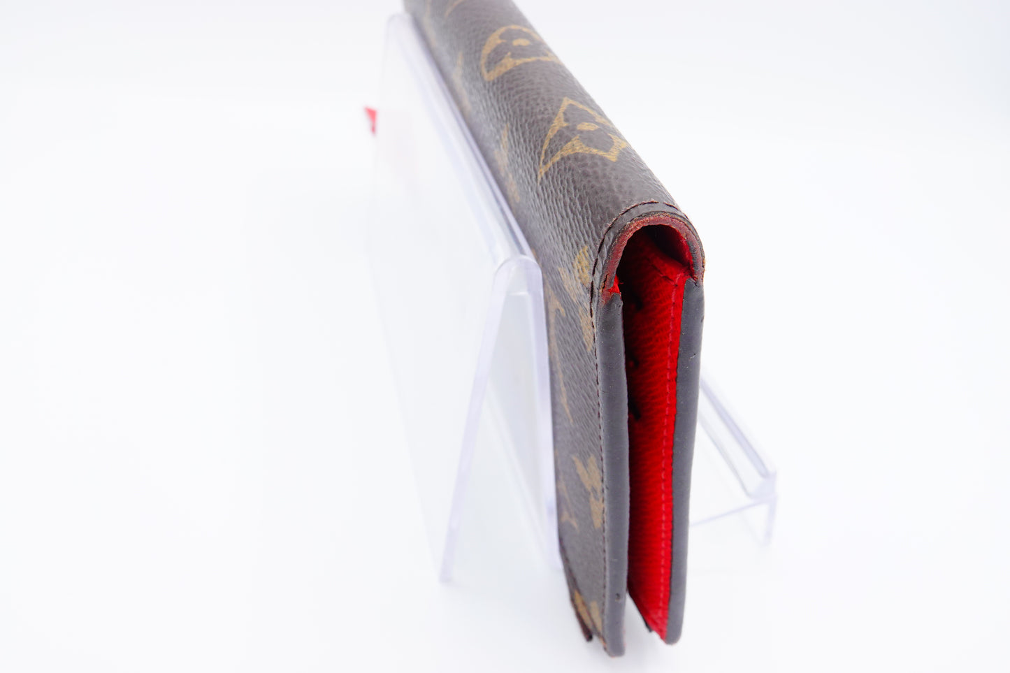 corner Louis Vuitton Brown Canvas Monogram Adele Coquelicot Wallet Red