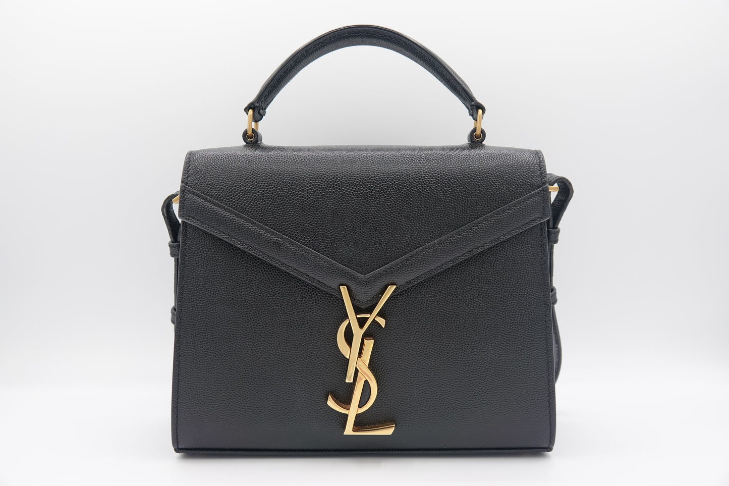 Saint Laurent Grain De Poudre Mini Classic Cassandra Top Handle Black
