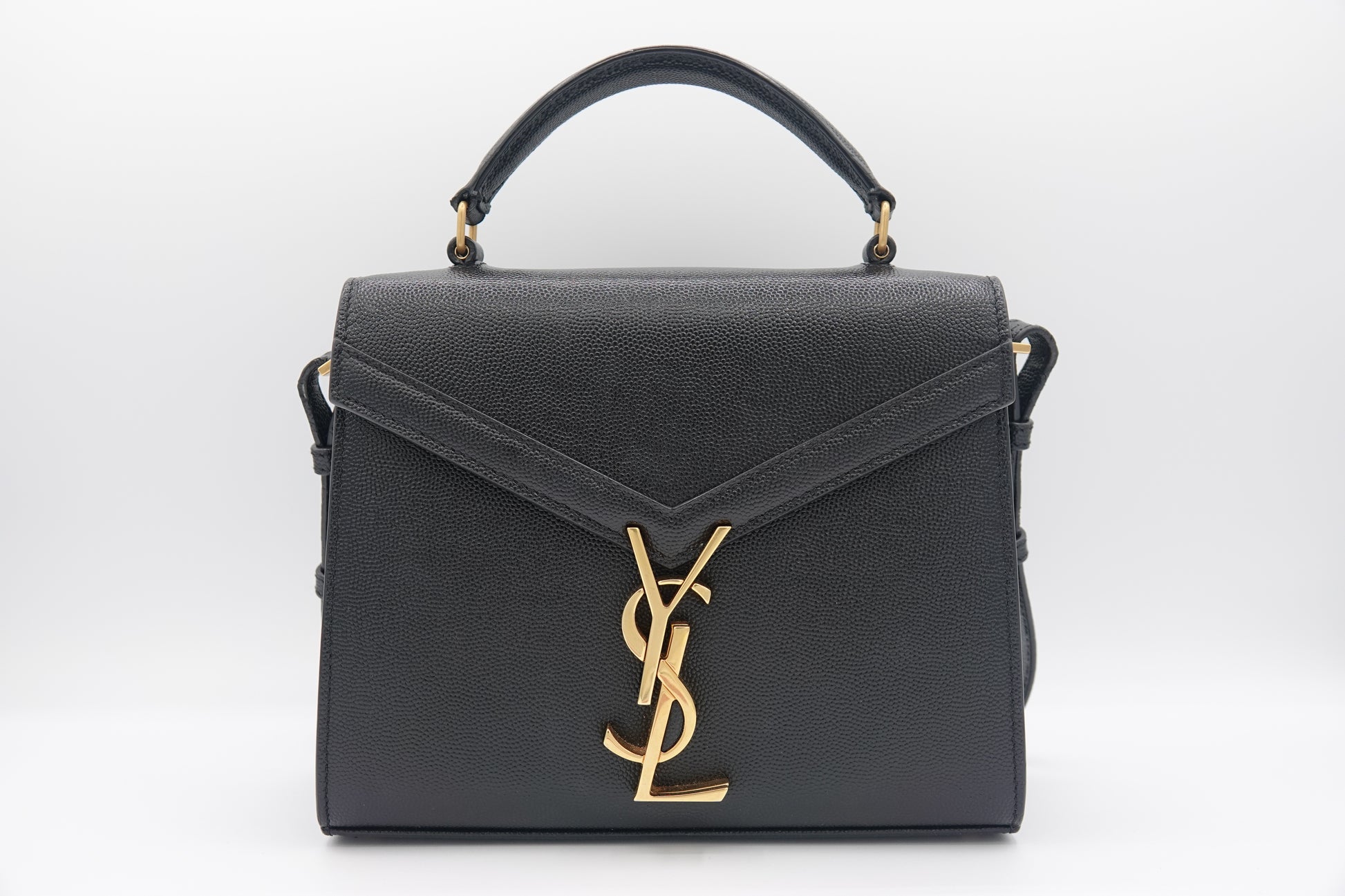 Saint Laurent Grain De Poudre Mini Classic Cassandra Top Handle Black