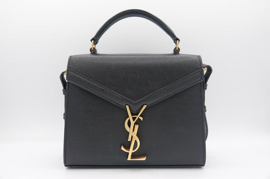 Saint Laurent Grain De Poudre Mini Classic Cassandra Top Handle Black