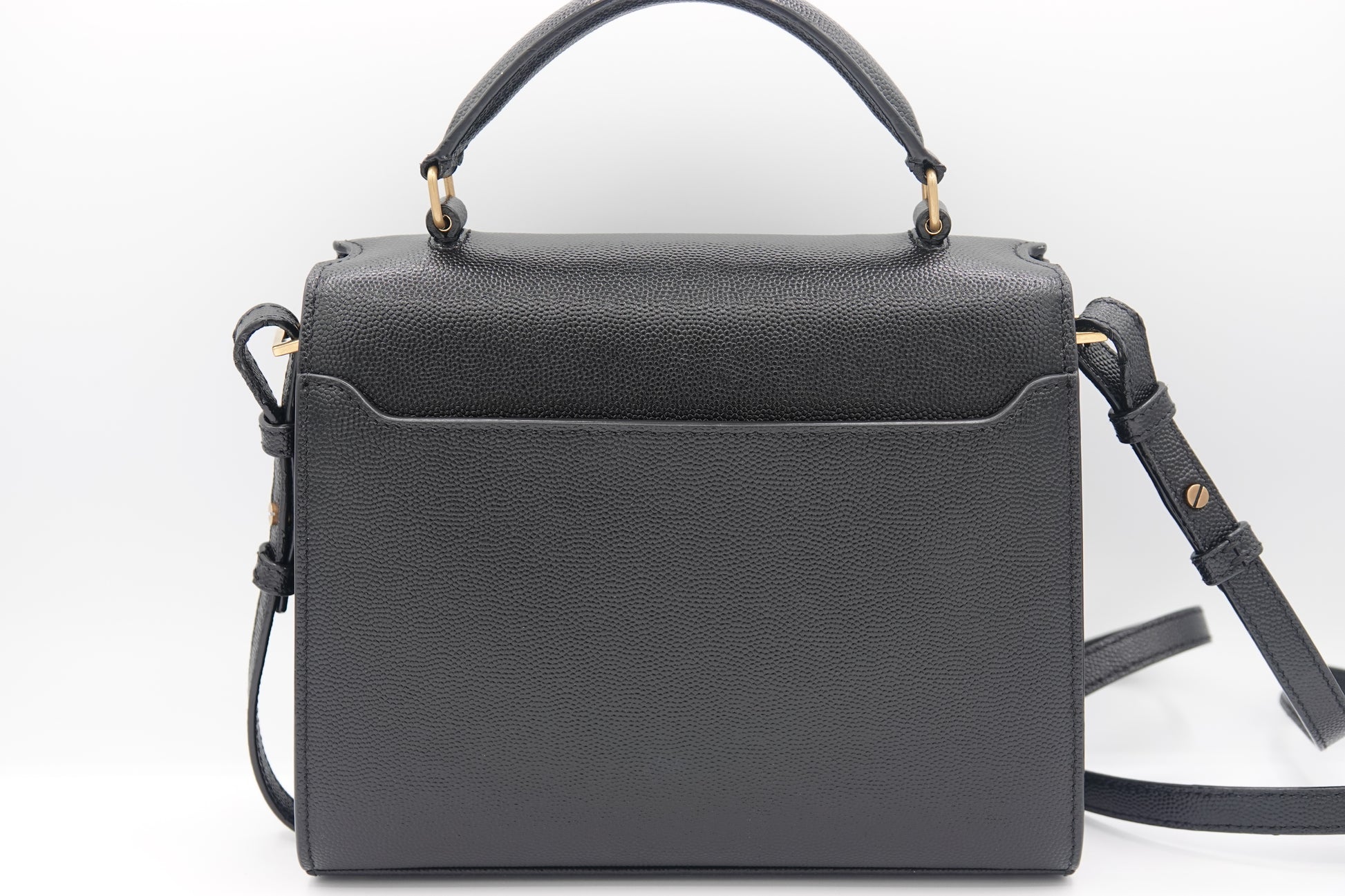 back Saint Laurent Grain De Poudre Mini Classic Cassandra Top Handle Black