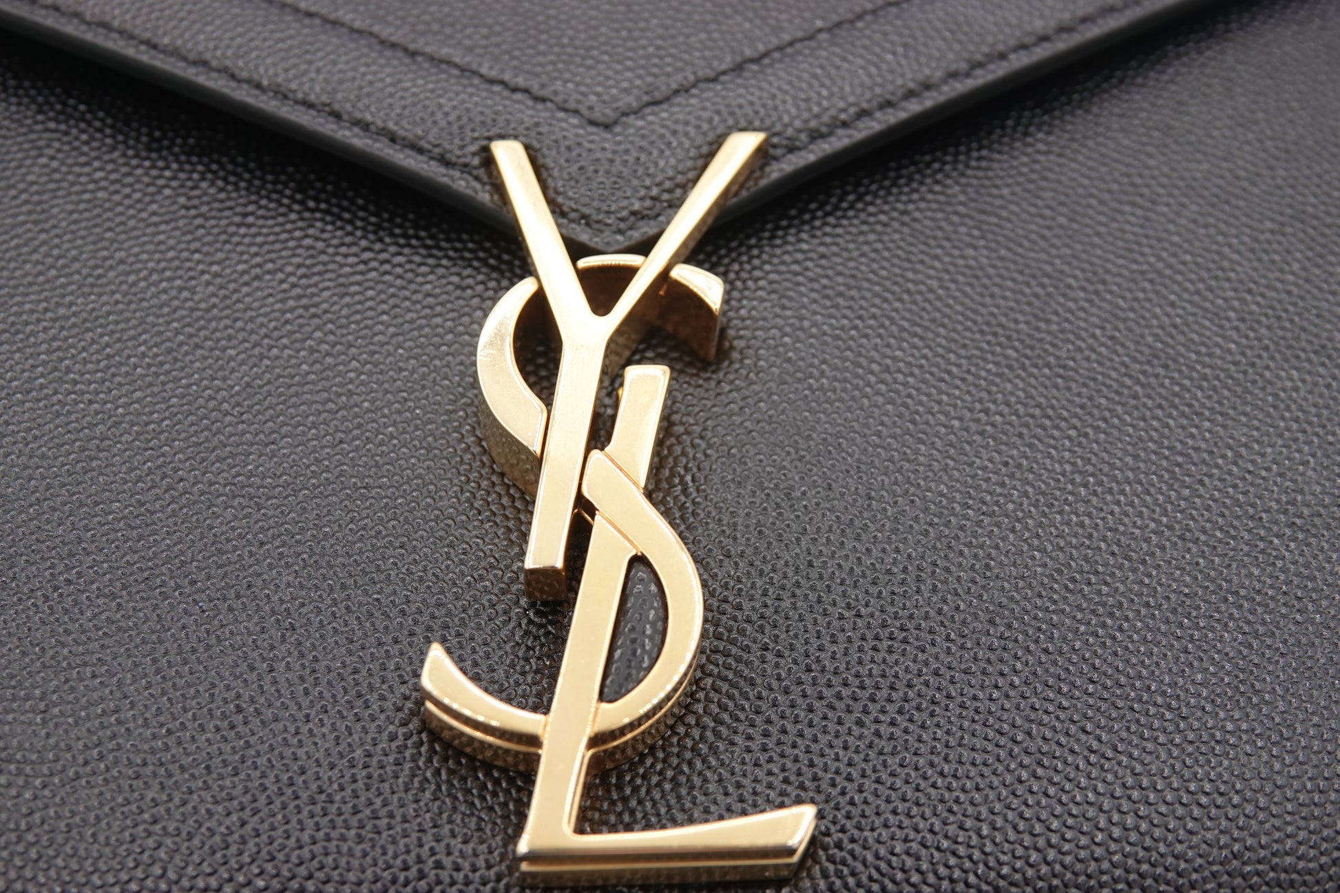 gold hardware Saint Laurent Grain De Poudre Mini Classic Cassandra Top Handle Black