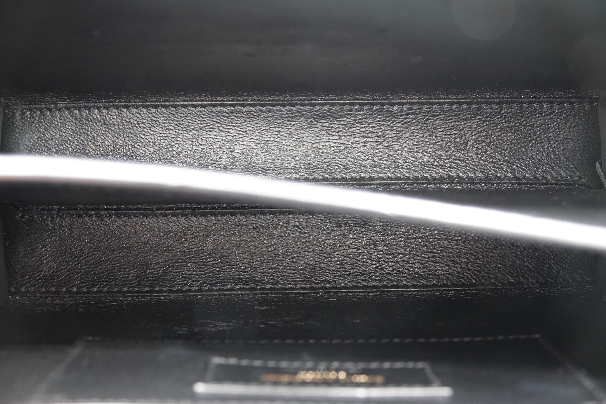 full interior Saint Laurent Grain De Poudre Mini Classic Cassandra Top Handle Black