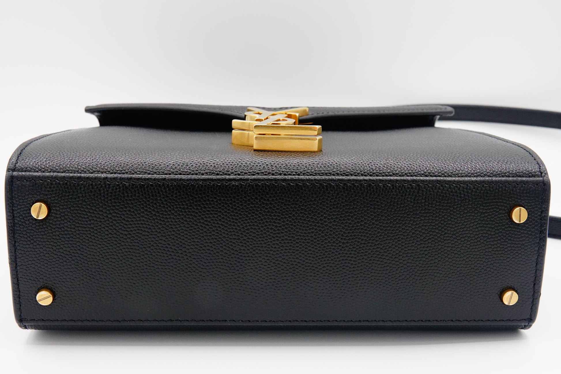 bottom Saint Laurent Grain De Poudre Mini Classic Cassandra Top Handle Black