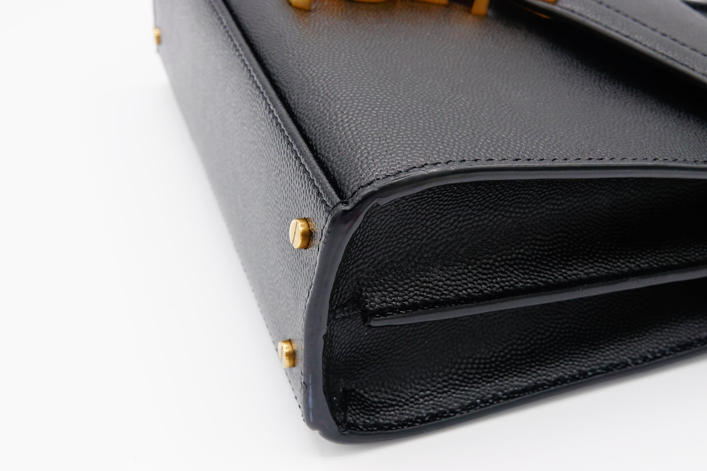 corner Saint Laurent Grain De Poudre Mini Classic Cassandra Top Handle Black