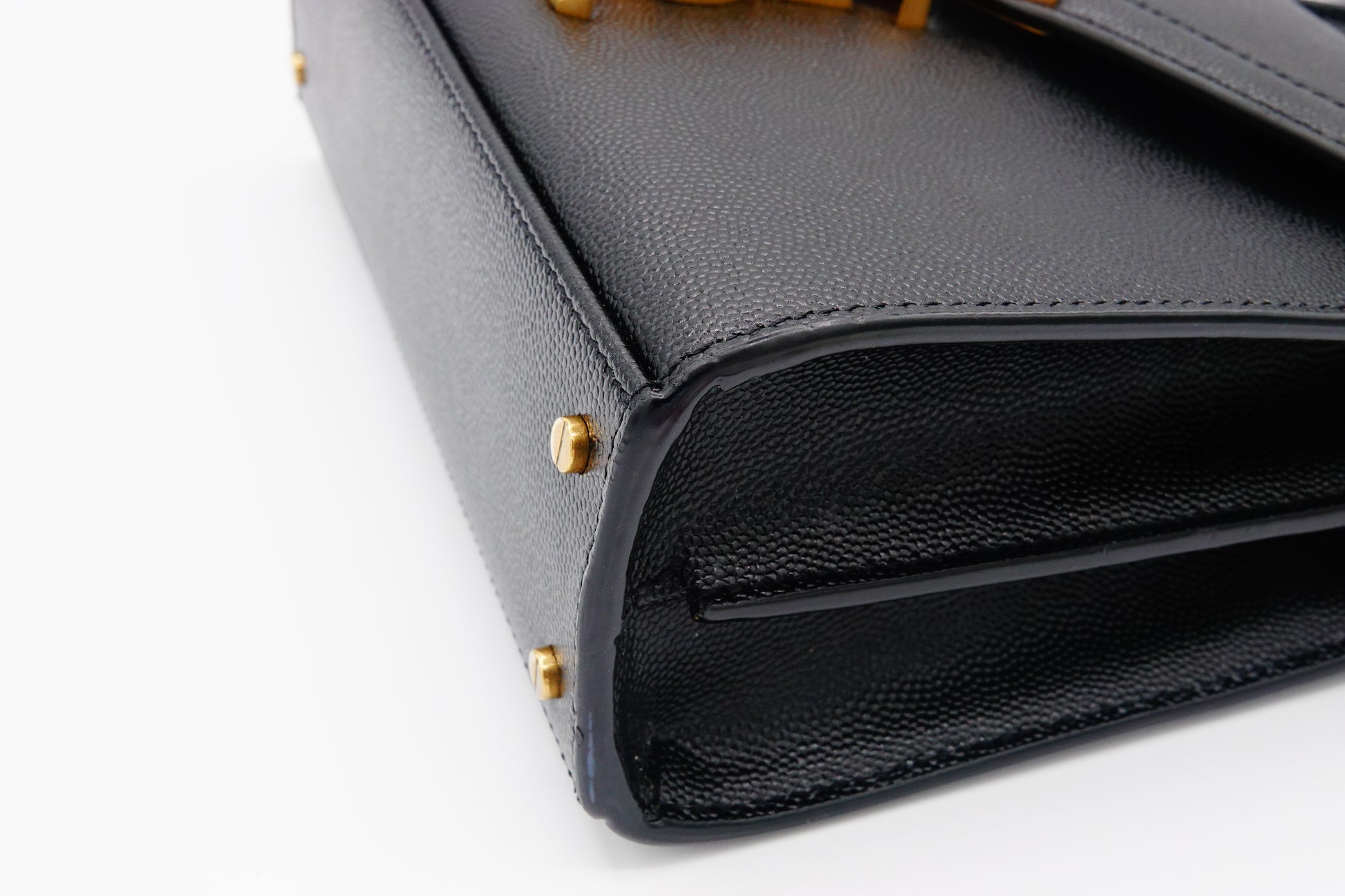 corner Saint Laurent Grain De Poudre Mini Classic Cassandra Top Handle Black