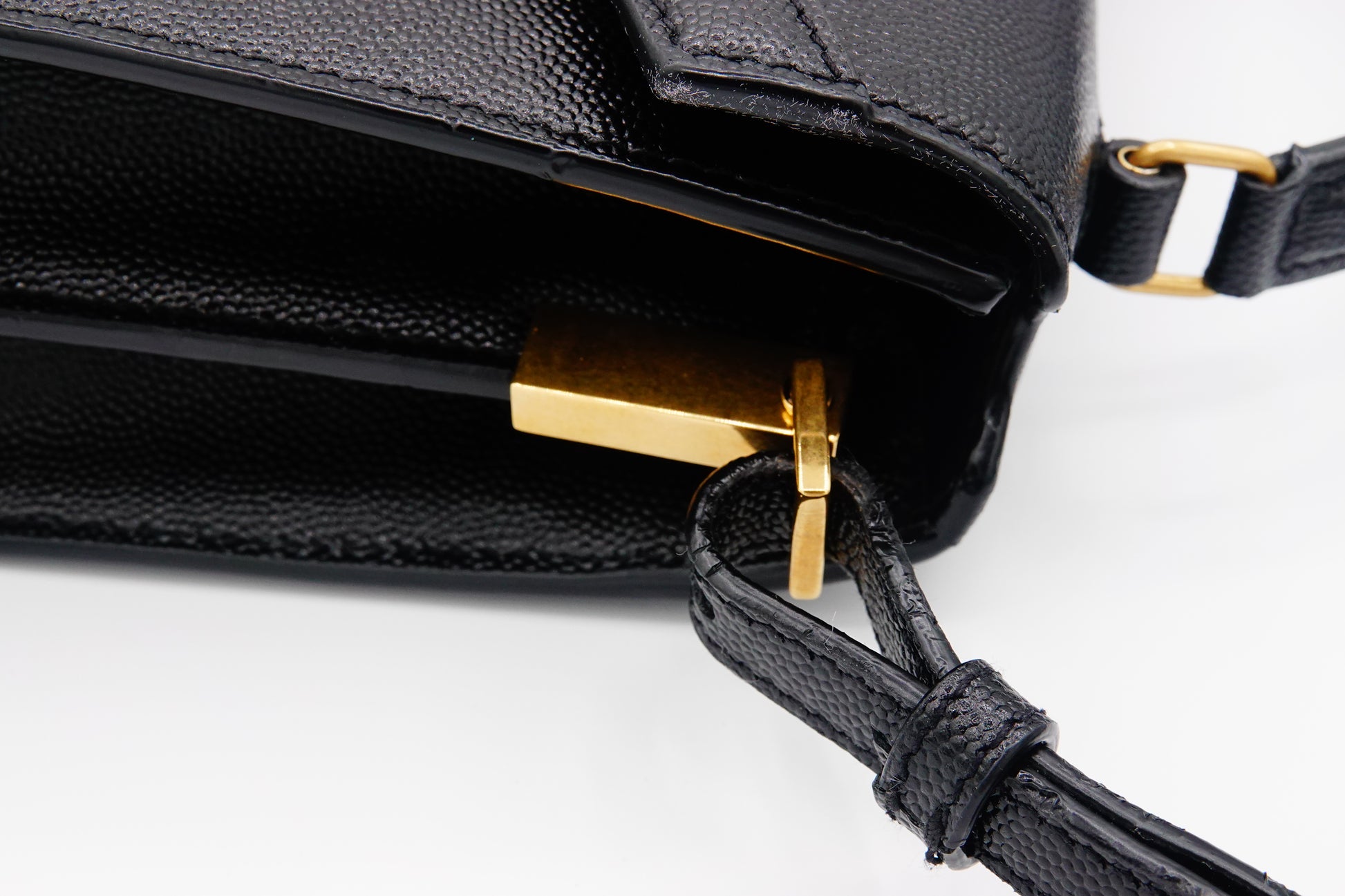 strap hardware Saint Laurent Grain De Poudre Mini Classic Cassandra Top Handle Black