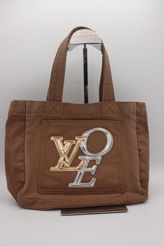 Brown bag with a logo on a white background