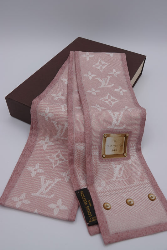 Louis Vuitton Silk Monogram Denim Bandeau Rose Clair