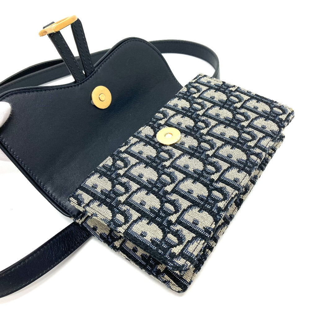 open flap Christian Dior Oblique Saddle Belt Bag Blue