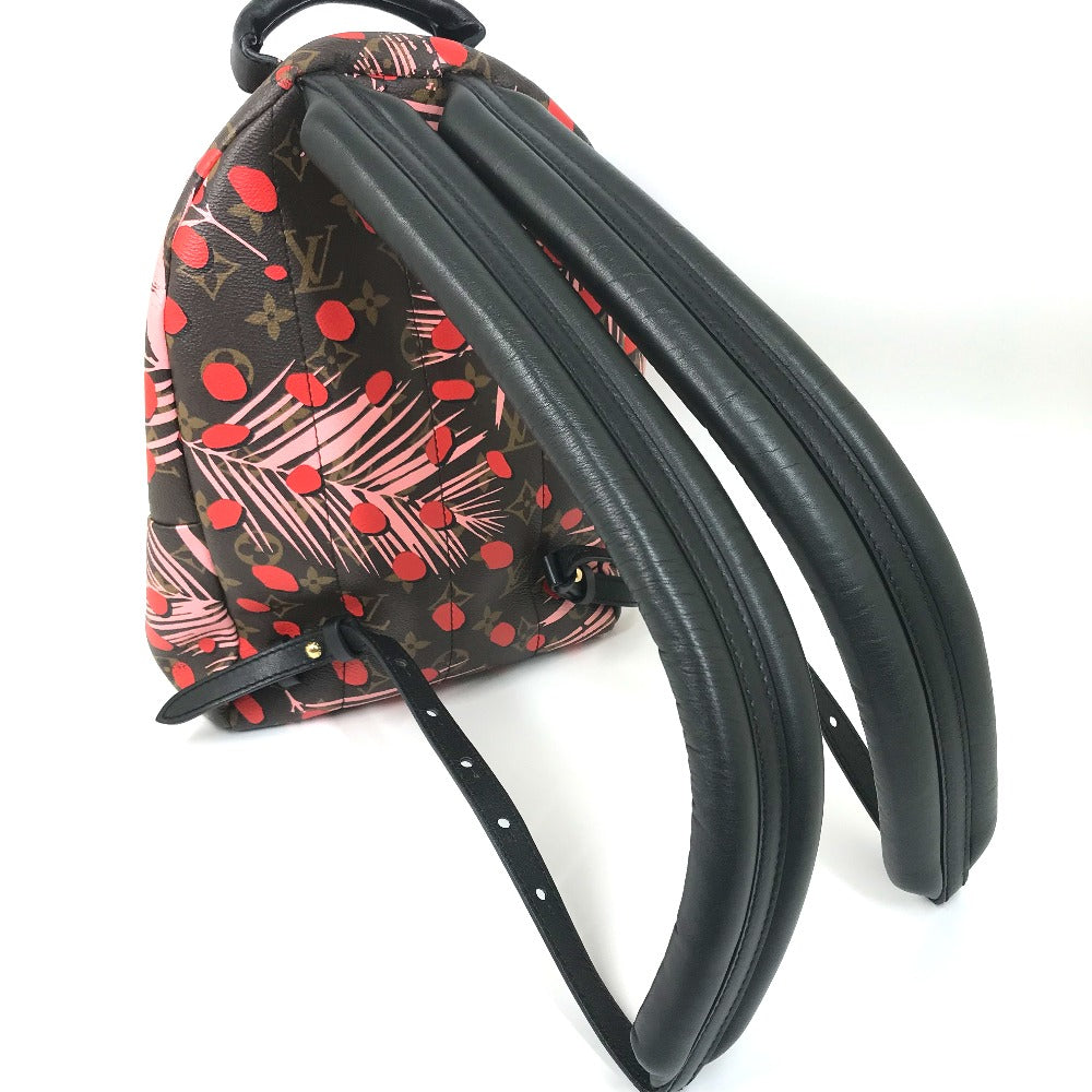 Backpack with floral pattern and black straps on a white background