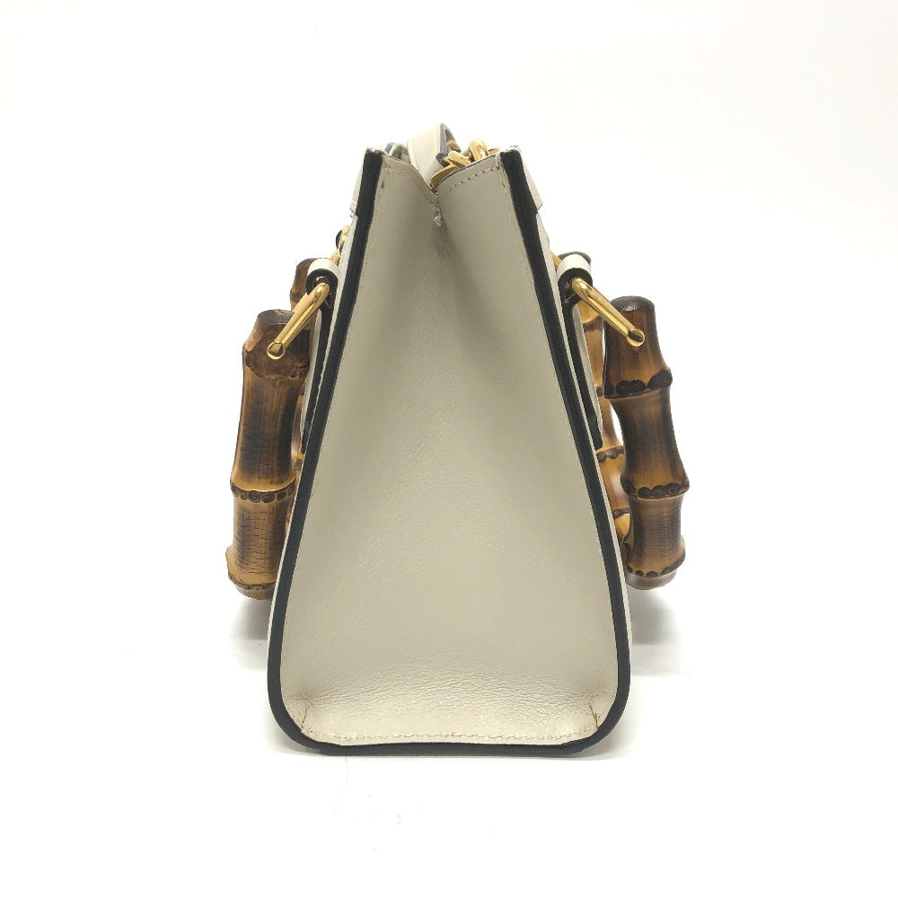 side Gucci Mini Diana Calfskin Tote Mystic White Gold Hardware