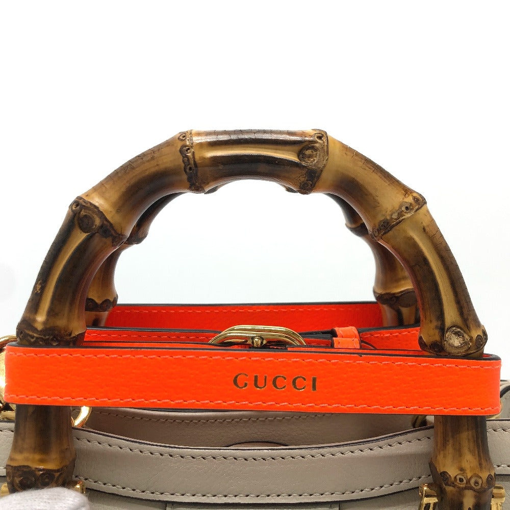 Bamboo Handle Gucci Mini Diana Calfskin Tote Mystic White Gold Hardware