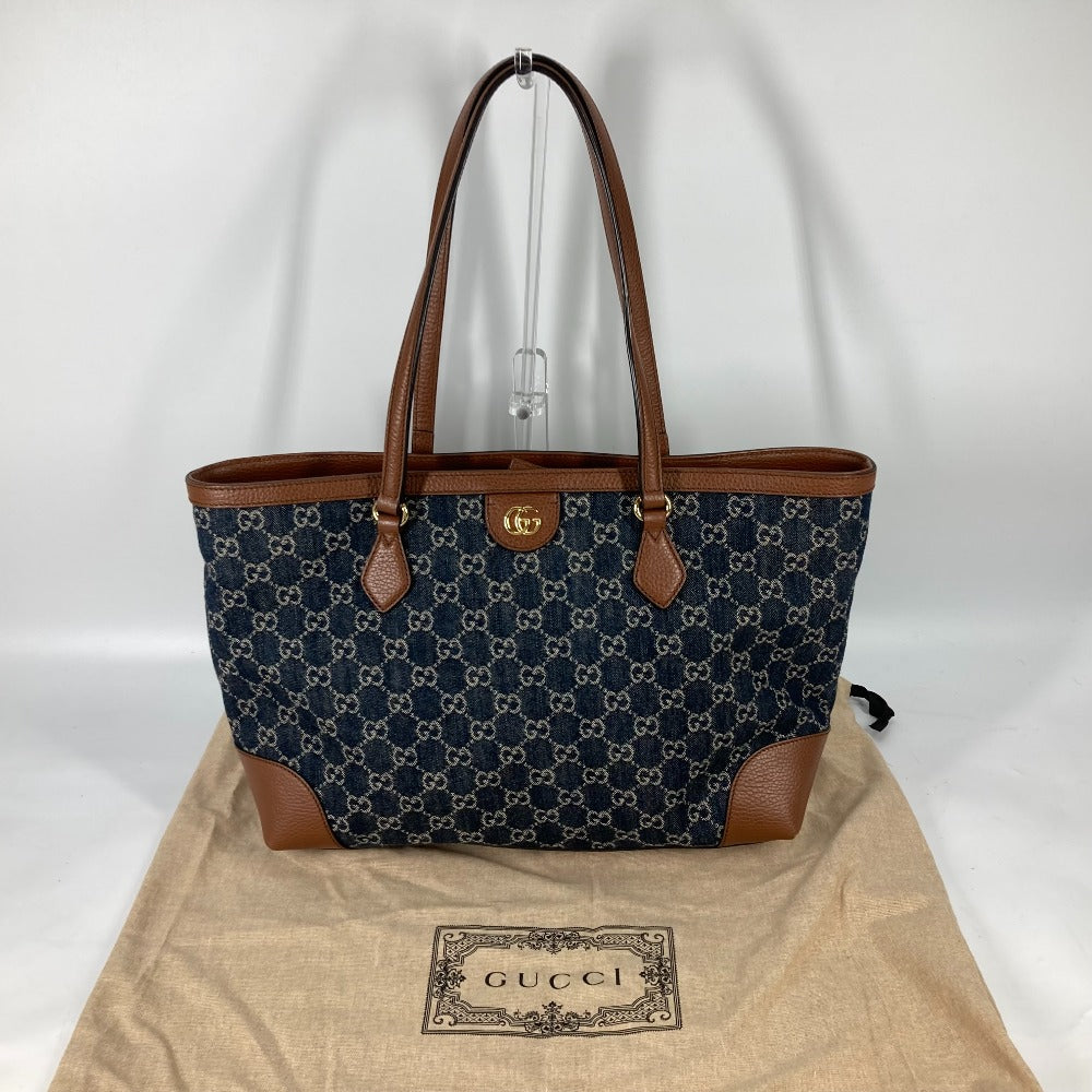 dustbag Gucci New Denim GG Monogram Medium Ophidia Shopping Tote Blue Tea Cuir