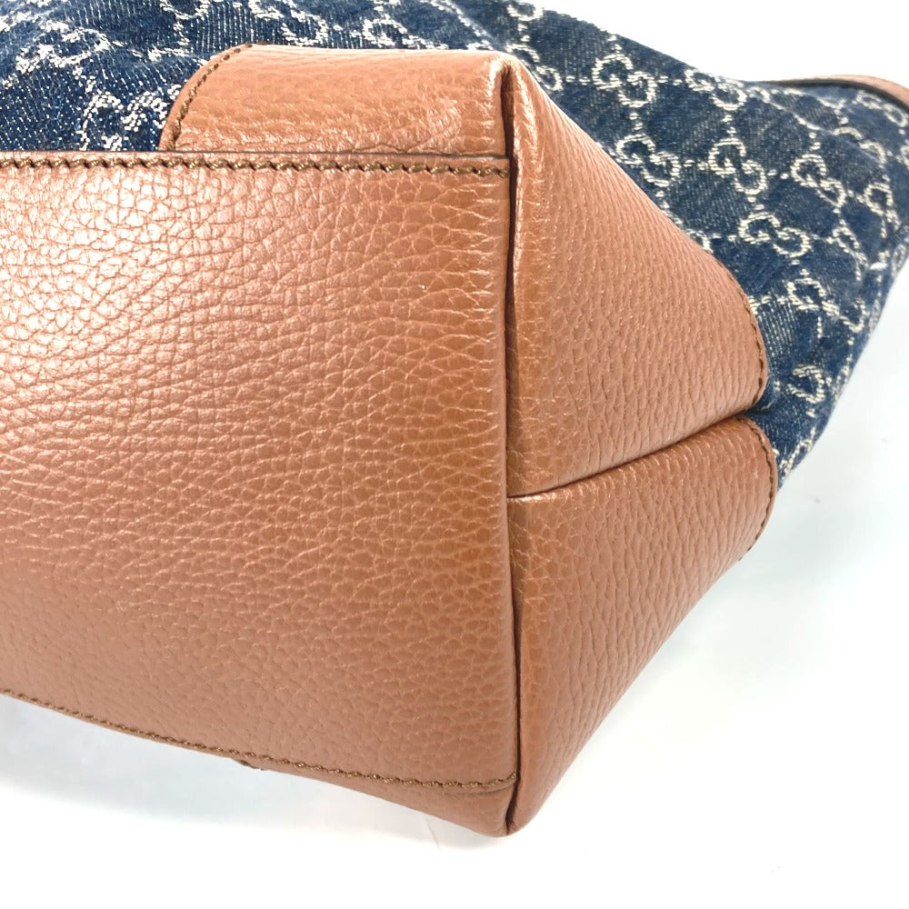 corner Gucci New Denim GG Monogram Medium Ophidia Shopping Tote Blue Tea Cuir