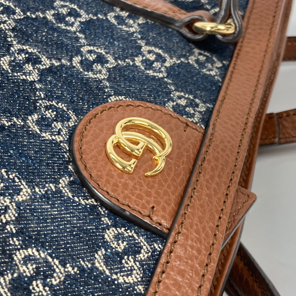 logo Gucci New Denim GG Monogram Medium Ophidia Shopping Tote Blue Tea Cuir