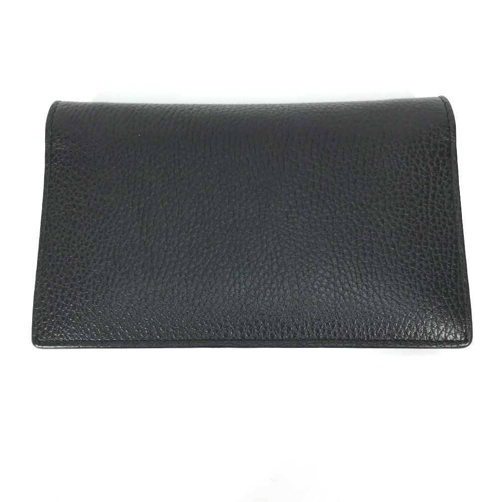 back Gucci Interlocking "G" Chain Wallet Black gold hardware
