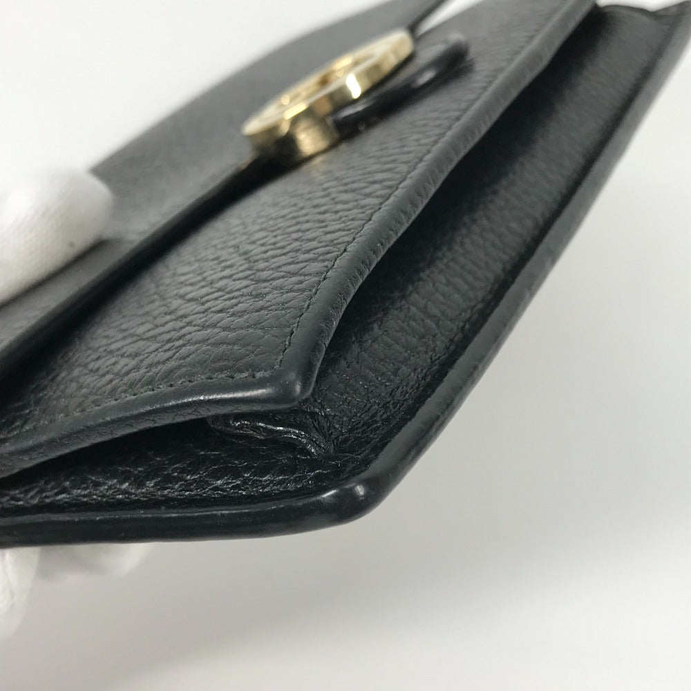 corner bottom Gucci Interlocking "G" Chain Wallet Black gold hardware
