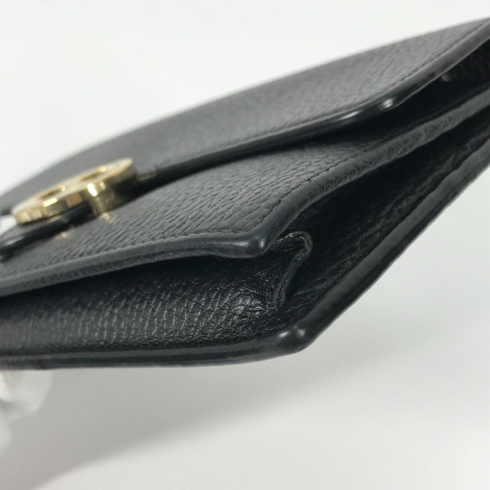 bottom corner Gucci Interlocking "G" Chain Wallet Black gold hardware