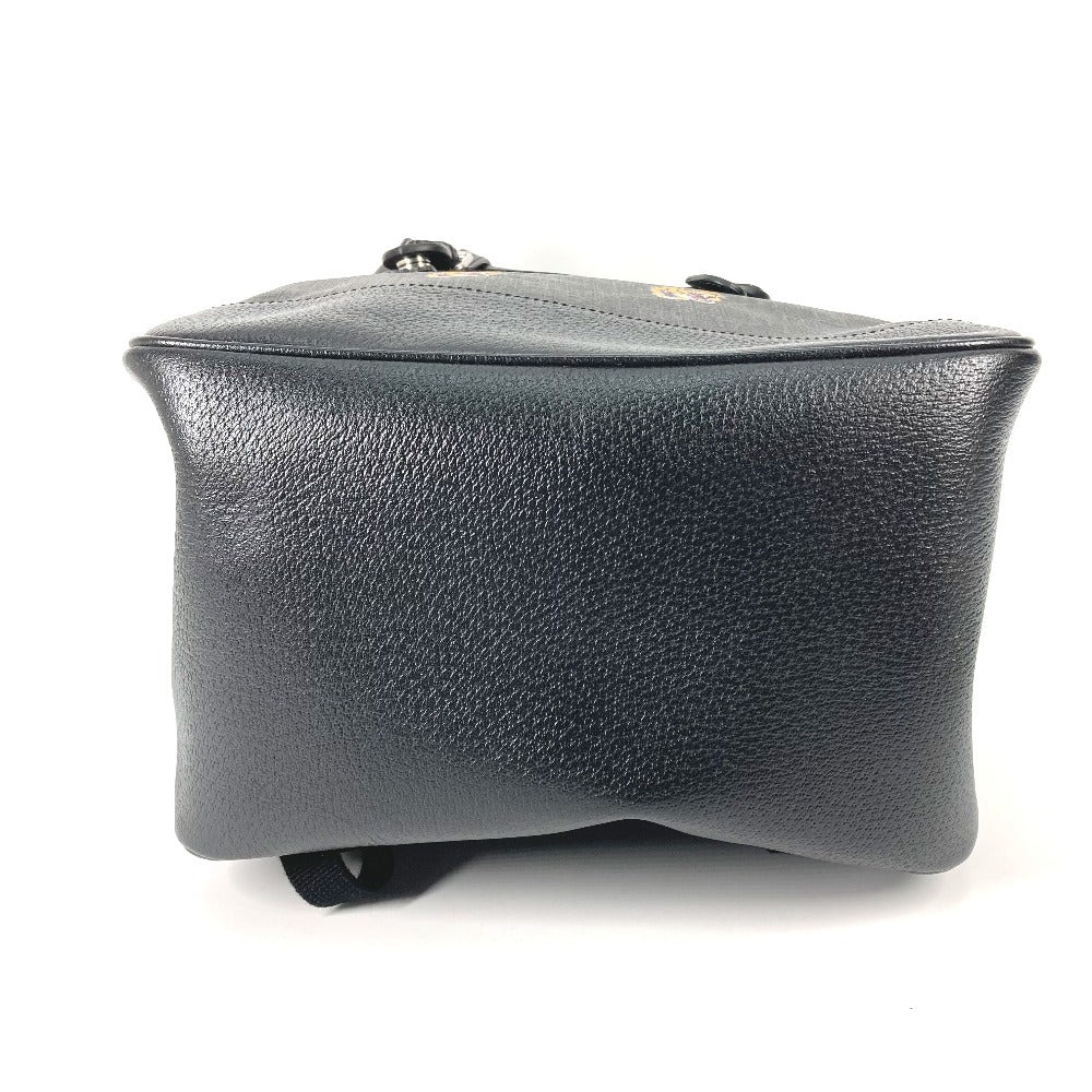 Black leather backpack on a white background