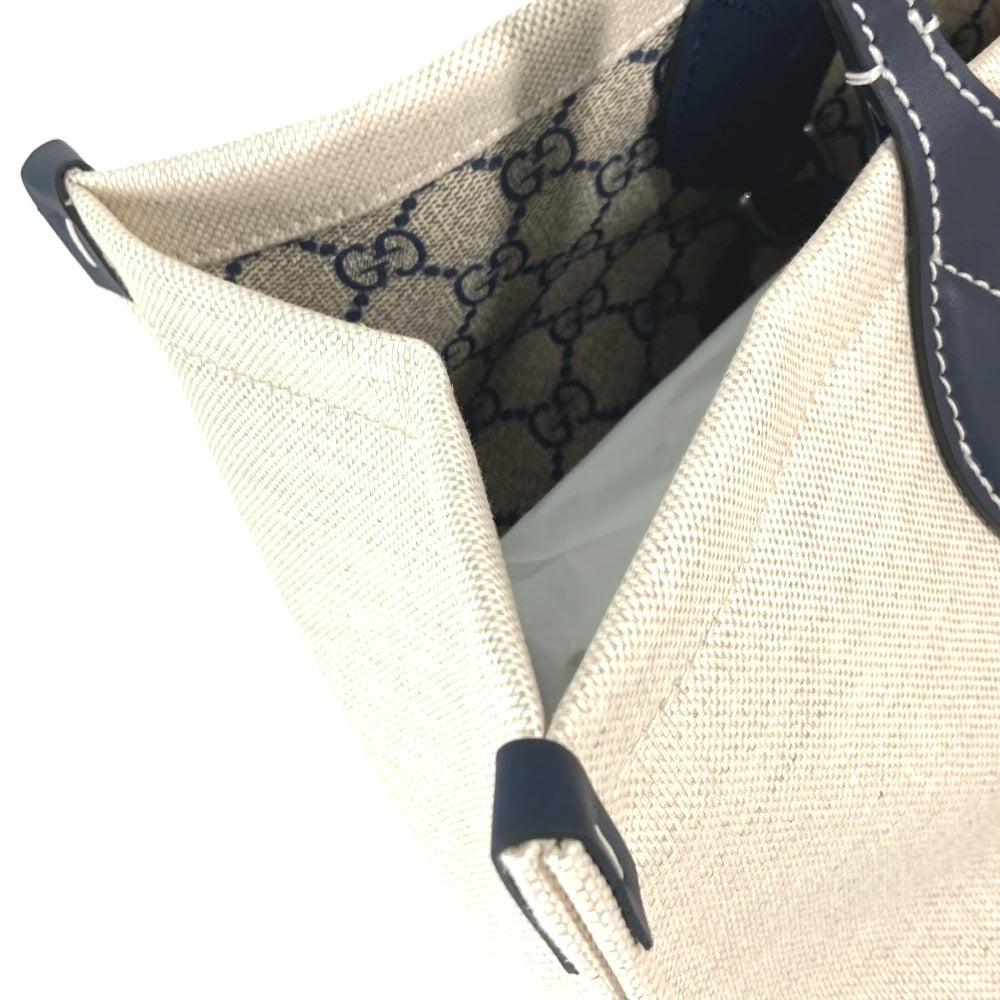 top edge Gucci Tote Bag Tan Canvas Black Leather Japan Limited Medium