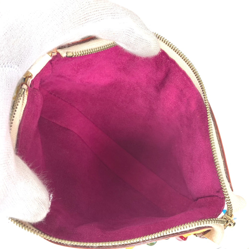Pink pouch with gold zipper on a white background