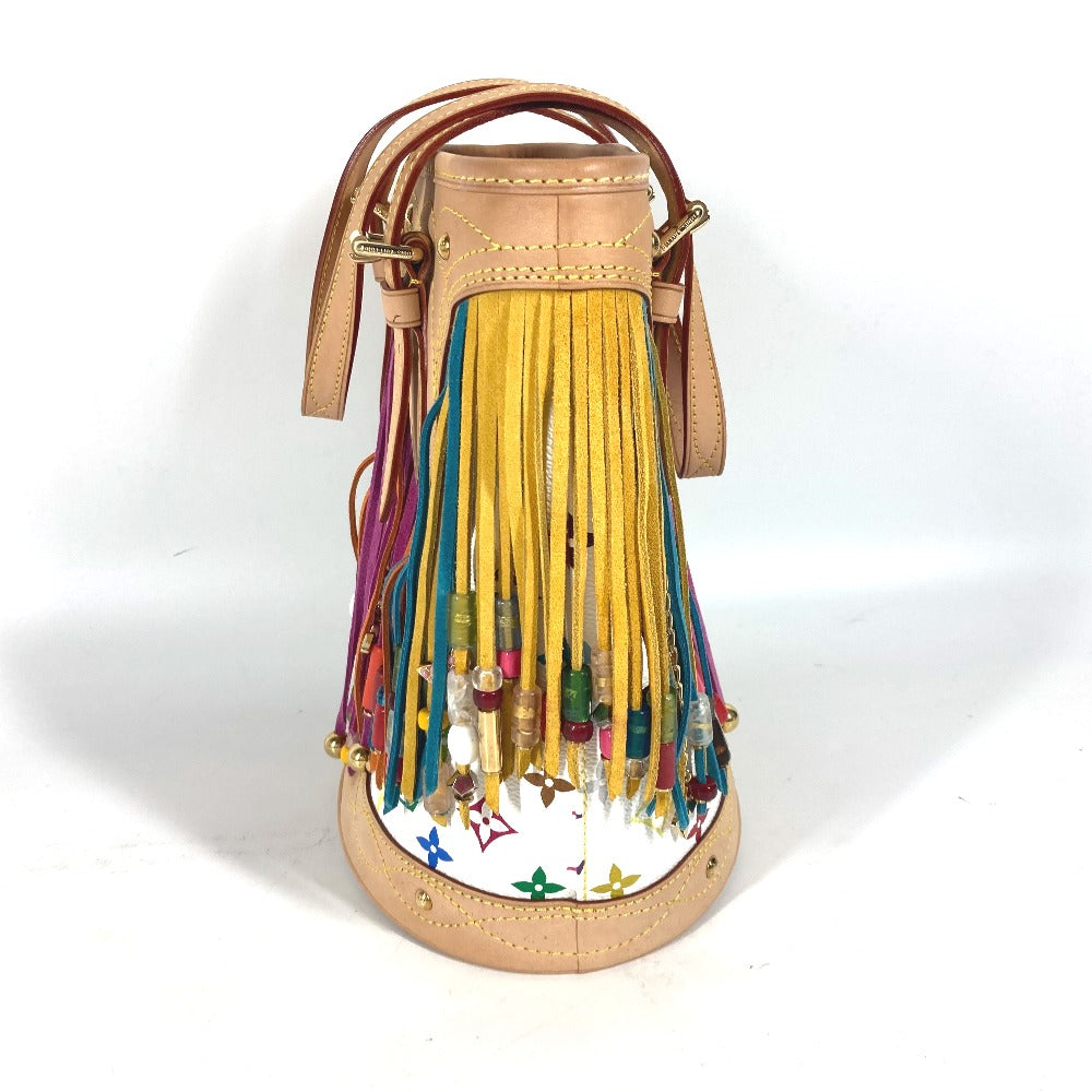 Multicolored fringe bag on a white background