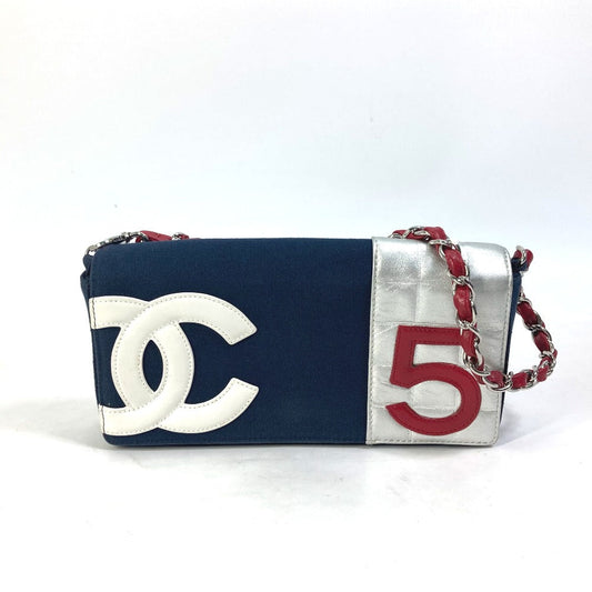 Chanel Metallic Lambskin Canvas Chocolate Bar N°5 Navy Blue Bag