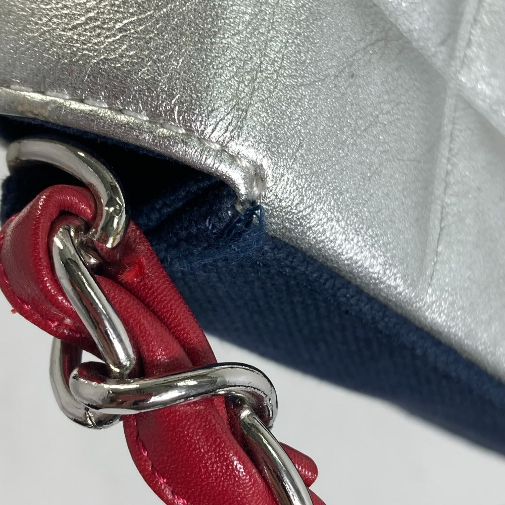 edge Chanel Metallic Lambskin Canvas Chocolate Bar N°5 Navy Blue Bag