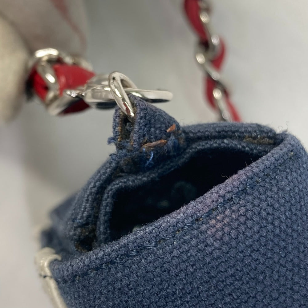 repair Chanel Metallic Lambskin Canvas Chocolate Bar N°5 Navy Blue Bag