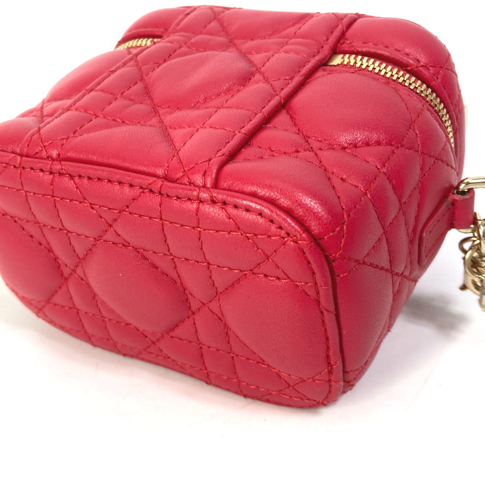 bottom Christian Dior Lambskin Cannage Micro Vanity Case Red gold hardware