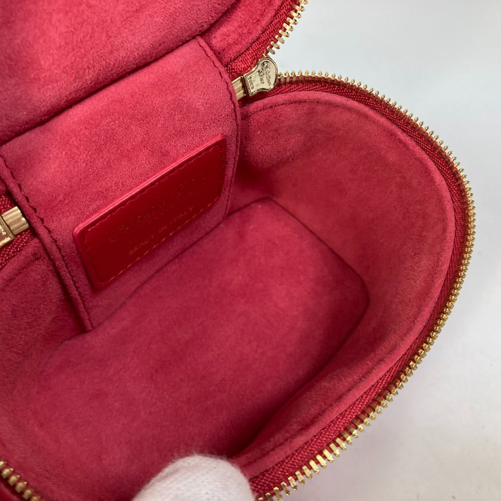 interior Christian Dior Lambskin Cannage Micro Vanity Case Red gold hardware