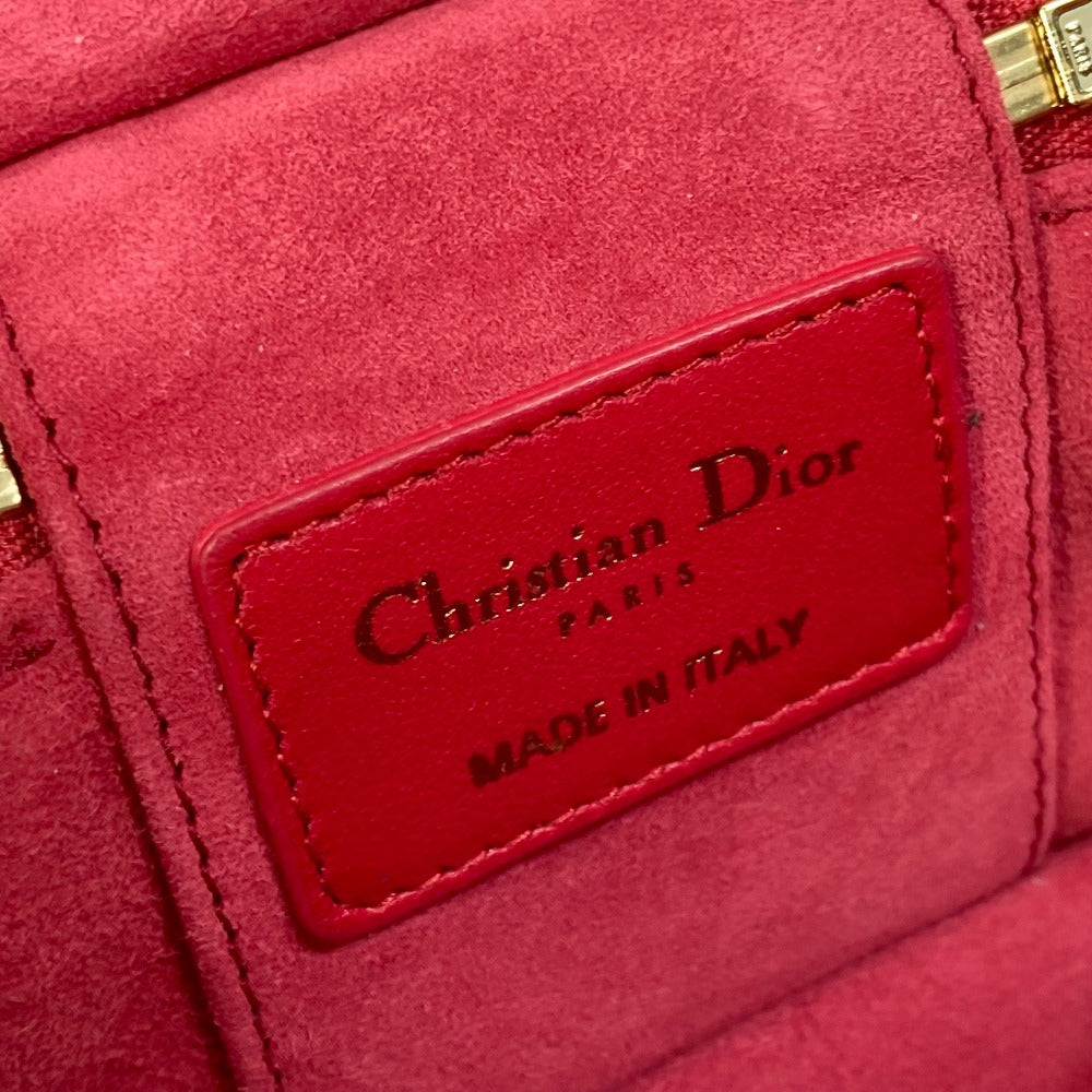 stamp Christian Dior Lambskin Cannage Micro Vanity Case Red gold hardware