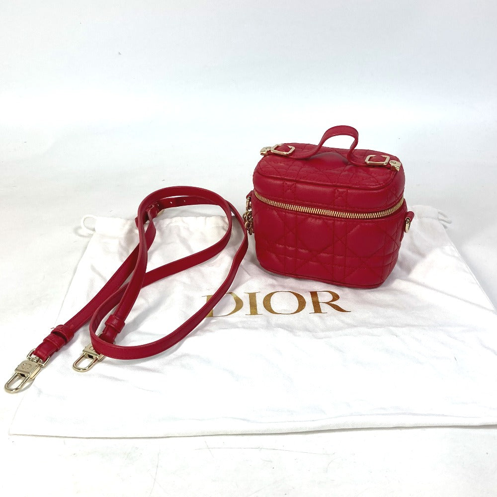 dustbag Christian Dior Lambskin Cannage Micro Vanity Case Red gold hardware