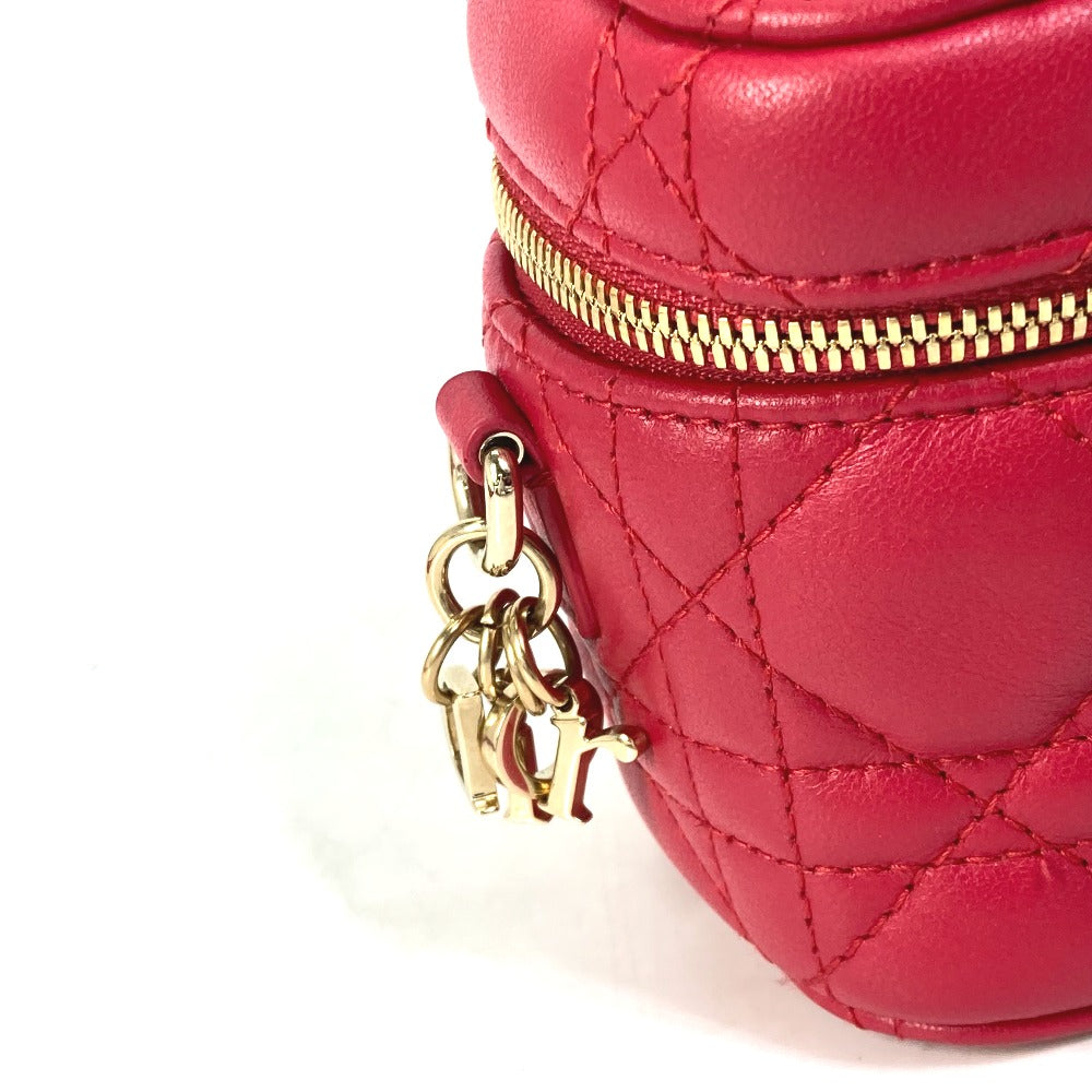 charms Christian Dior Lambskin Cannage Micro Vanity Case Red gold hardware