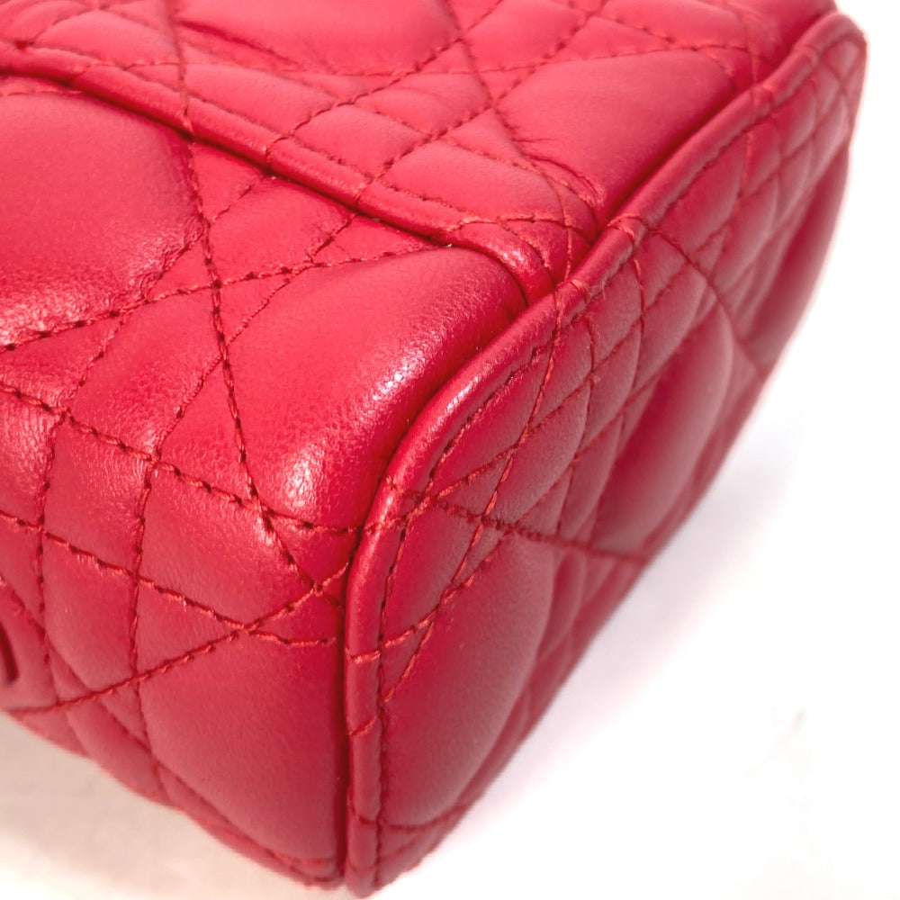 corner Christian Dior Lambskin Cannage Micro Vanity Case Red gold hardware