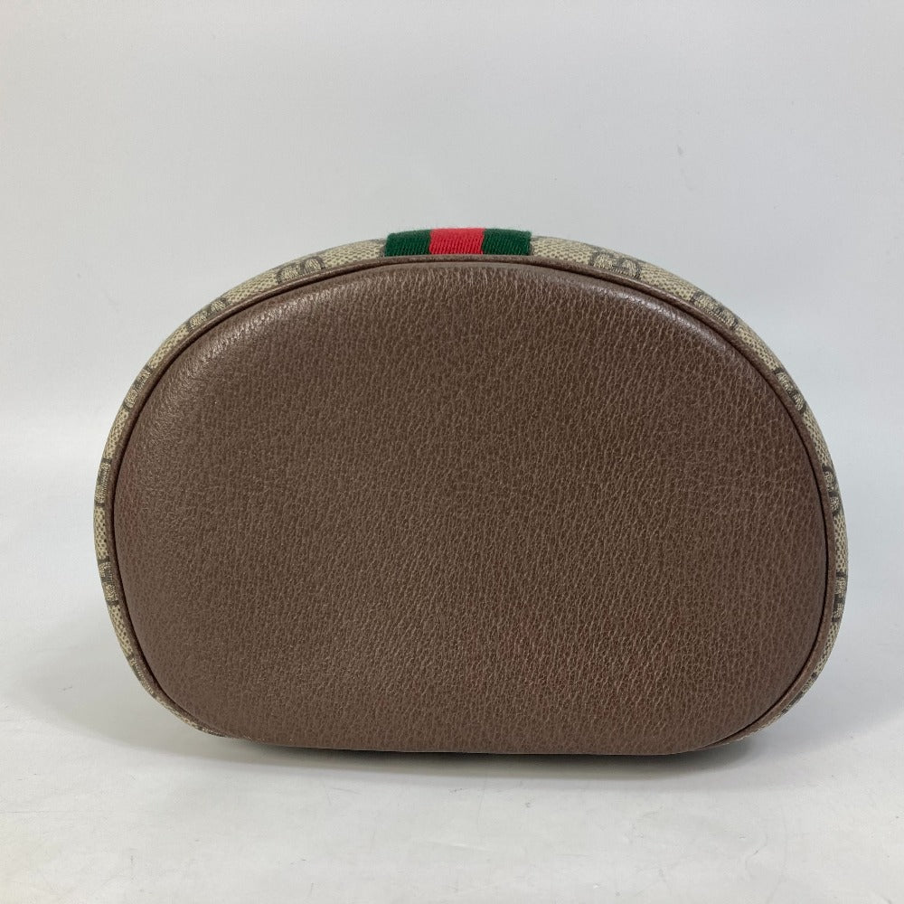 Brown leather pouch with a green and red stripe on a white background