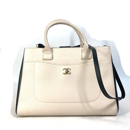 Chanel Calfskin Bi-Color Neo Executive Small Shopper Tote Beige/Black