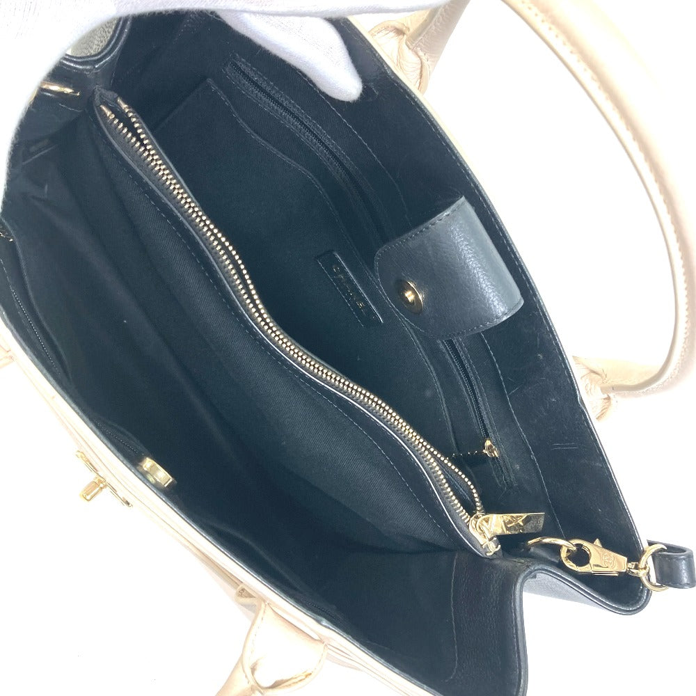 interior Chanel Calfskin Bi-Color Neo Executive Small Shopper Tote Beige/Black