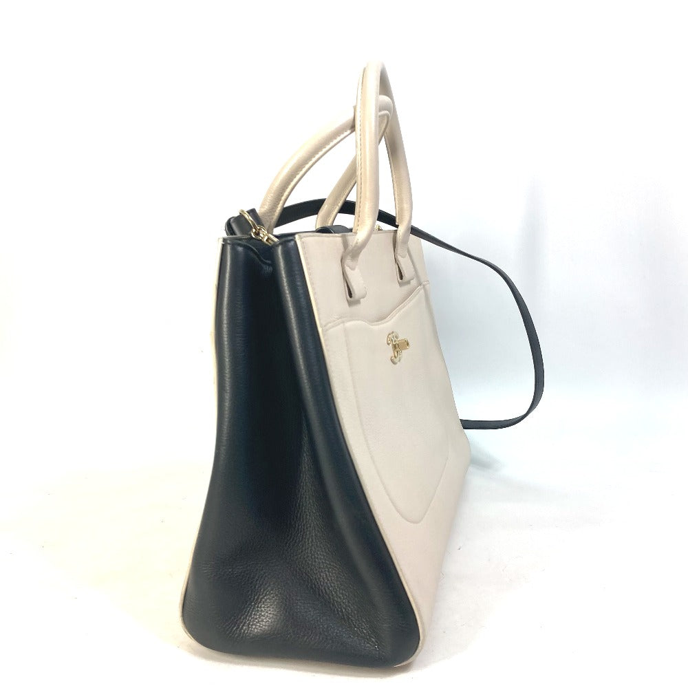 side Chanel Calfskin Bi-Color Neo Executive Small Shopper Tote Beige/Black